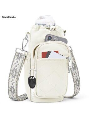 Insulated Water Bottle Carrier Bag Crossbody Sling with RFID Pocket